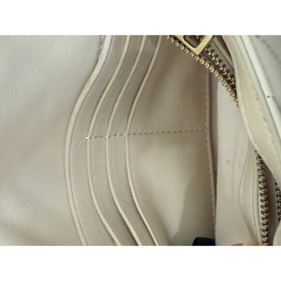 Quince Italian Leather Quilted Crossbody Bag Cream Beige Chain Strap Clutch - Picture 6 of 16